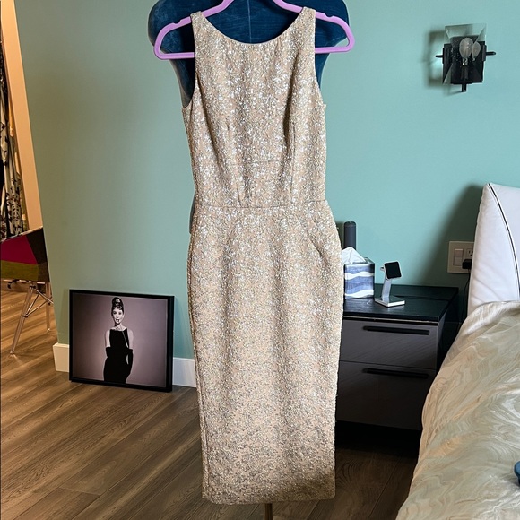 Rochas Beige Textured Midi Dress - Picture 1 of 9